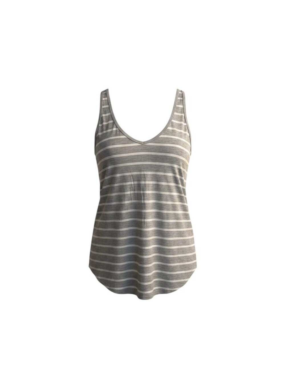 Zavana Premium XL Gray and White Striped Rayon Spandex Tank Top